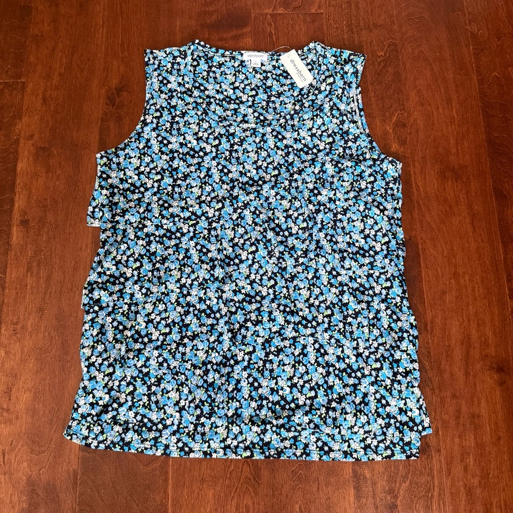 dressbarn Blue and White Floral Blouse